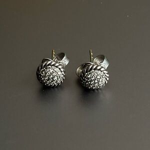 David Yurman Chatelaine Sterling Silver Diamond Earrings